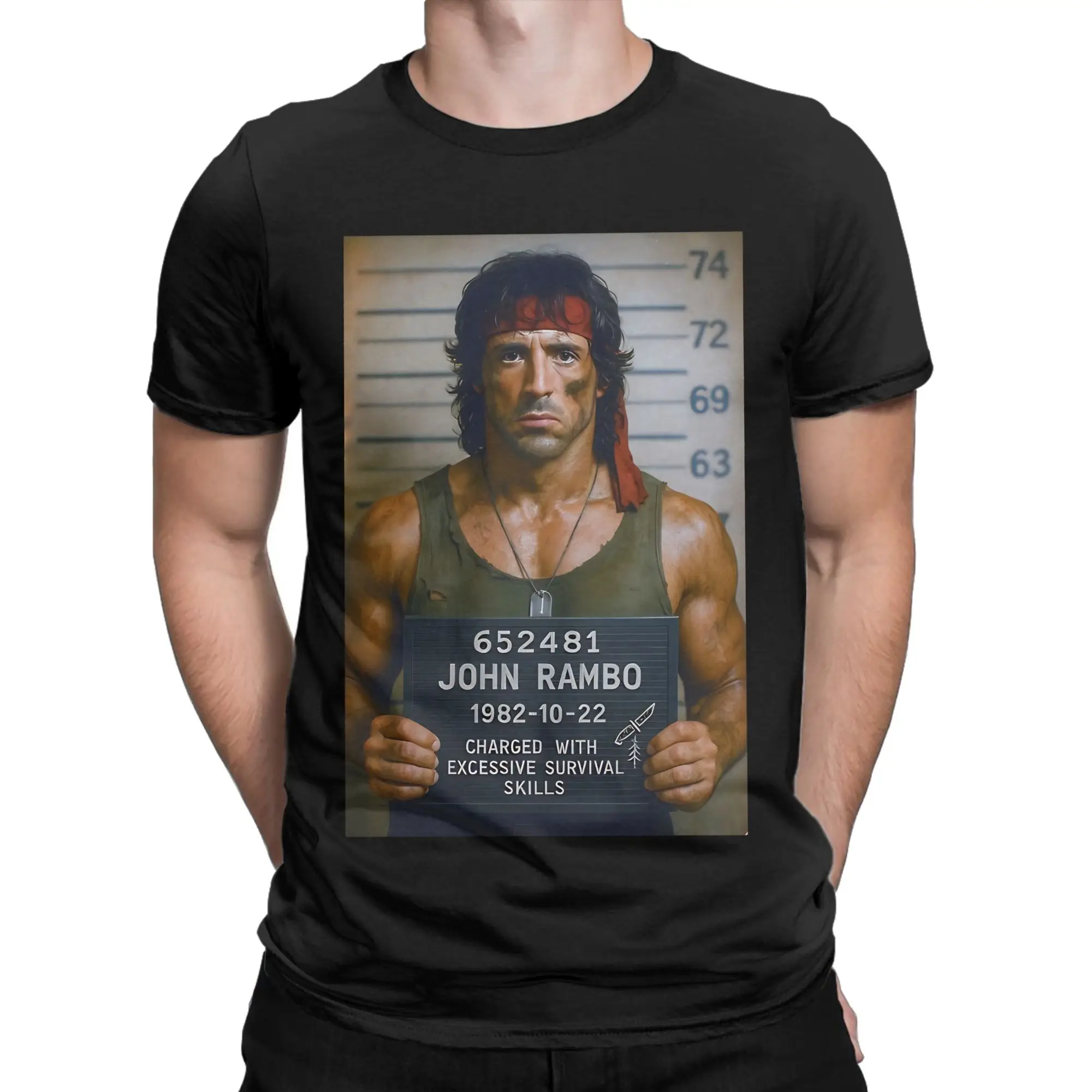 John Rambo  T Shirt Men Cotton Funny T-Shirt Crewneck  Tees Short Sleeve Clothing Printing