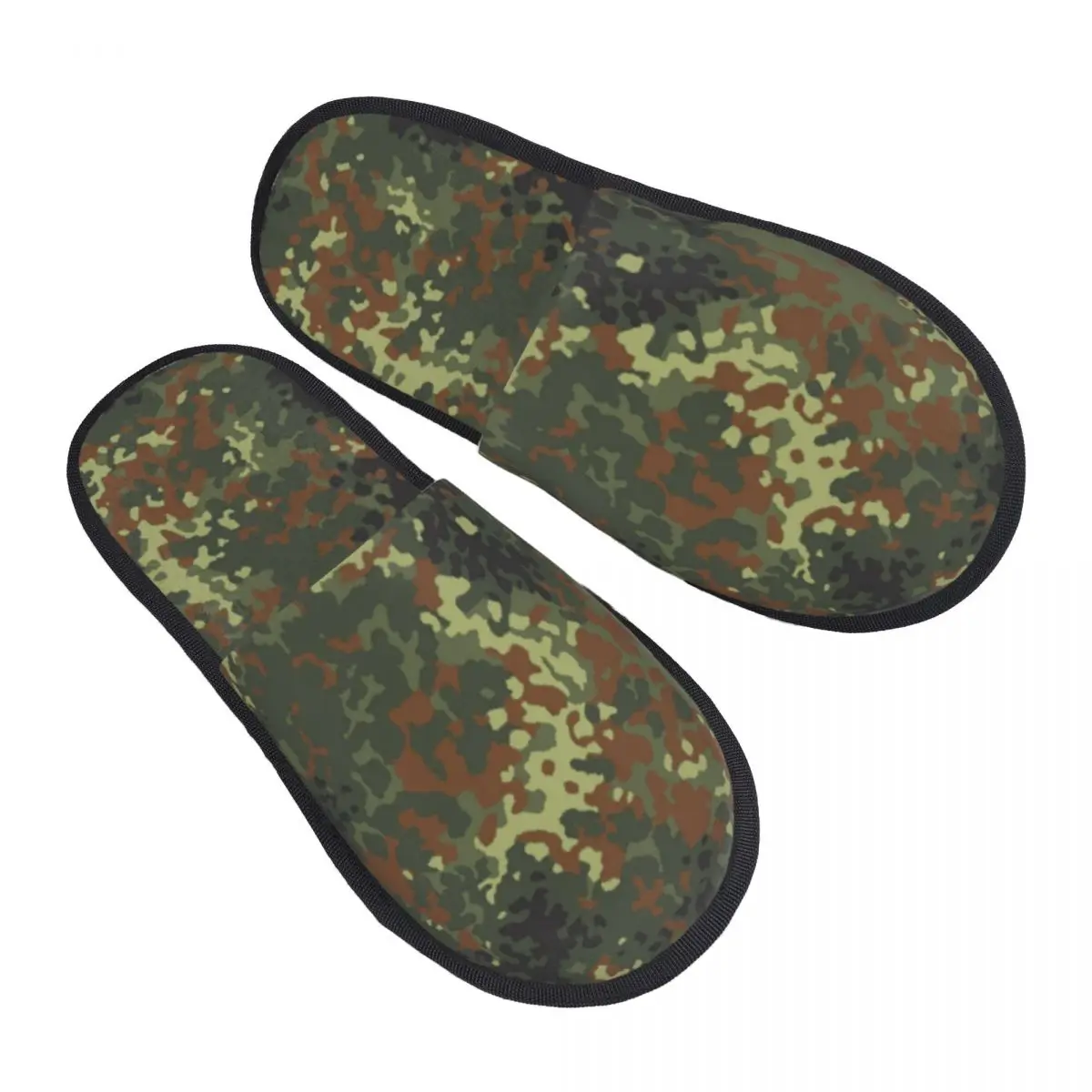 Custom Women Flecktarn Camo House Slippers Cozy Warm Military Army Camouflage Memory Foam Fluffy Slipper Indoor Outdoor Shoes