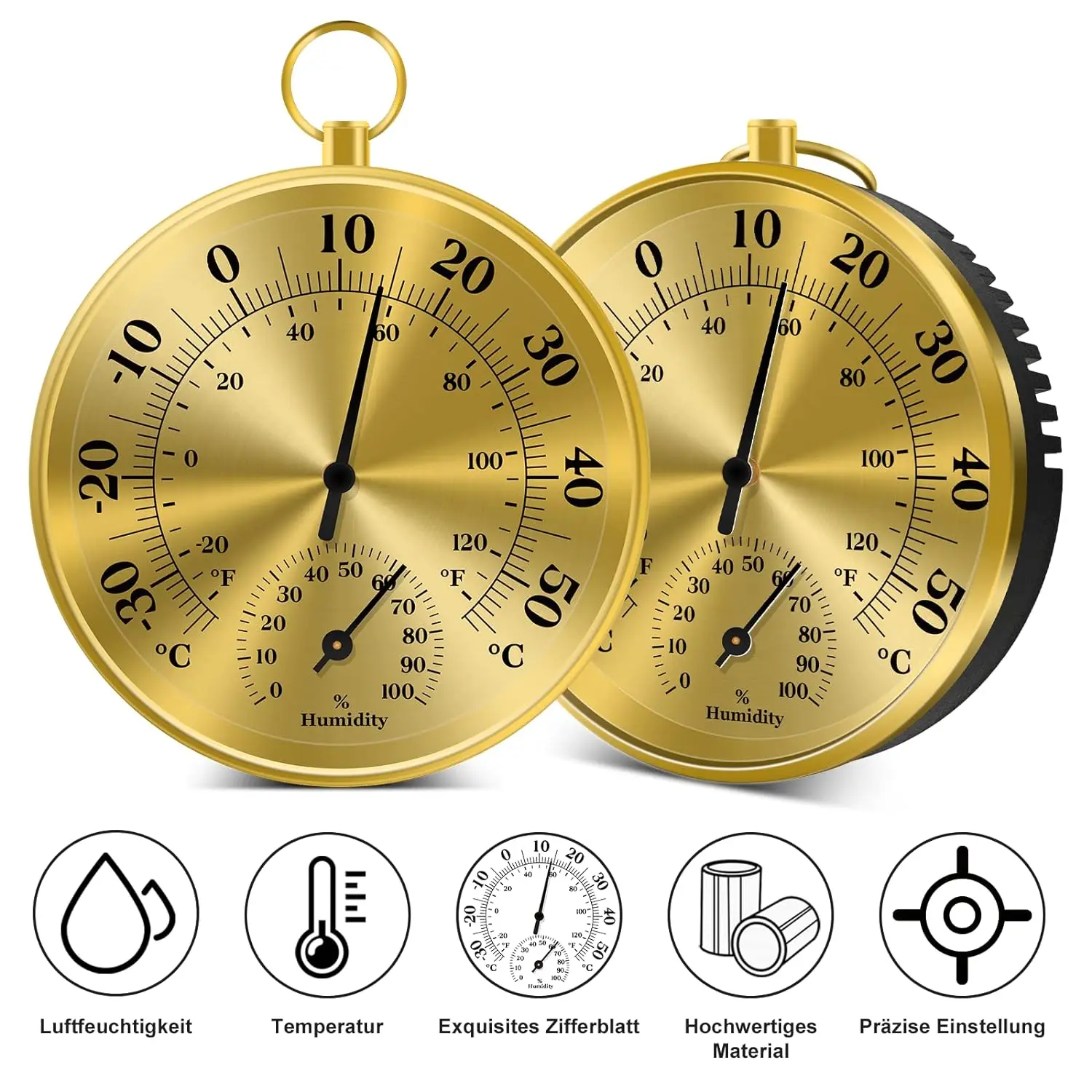 10CM Wall Thermometer Hygrometer Decorative Analog Thermo-hygrometer Temperature and Humidity Gauge for Home Garden Warehouse
