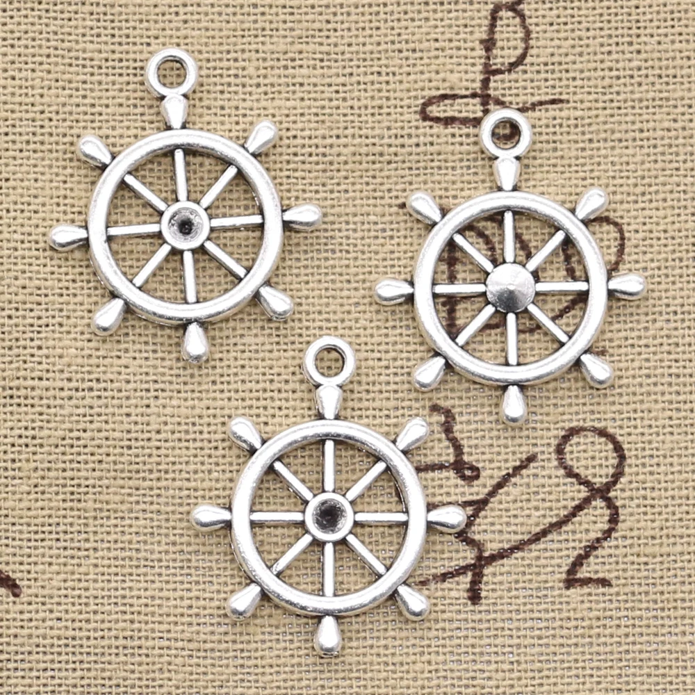 12pcs Charms ship's Wheel Helm Rudder 28x24mm Handmade Pendant Making fit,Vintage TibetanBronze,DIY For Necklace