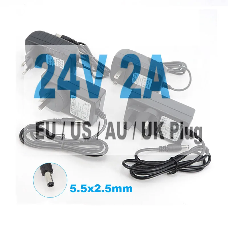 24v 2A Power Supply Adapter AC to DC 2000ma Converter EU US AU UK Transformer Charger For LED Strip Server