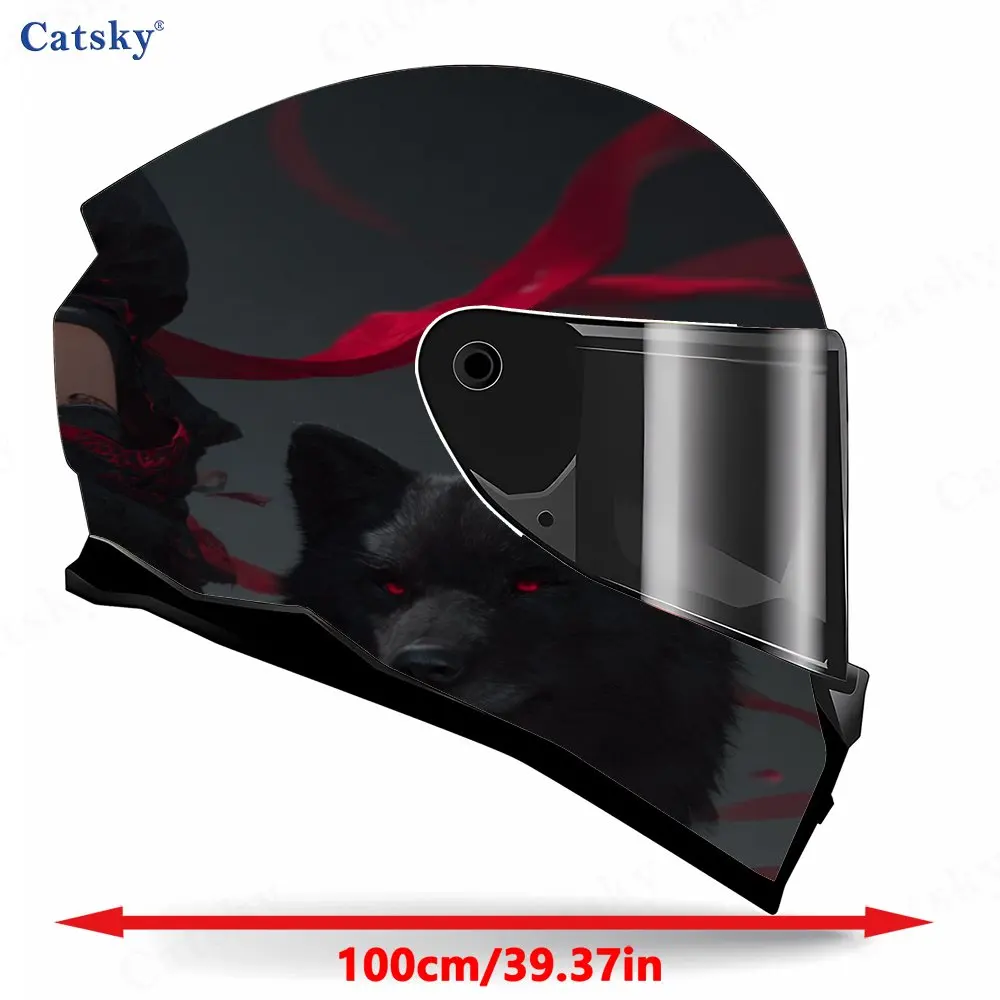 Red Silk Masked Heroine Pattern Helmet stickers , PVC Material Multifunctional Helmet Stickers, Scratch-Resistant & Fade-Proof,