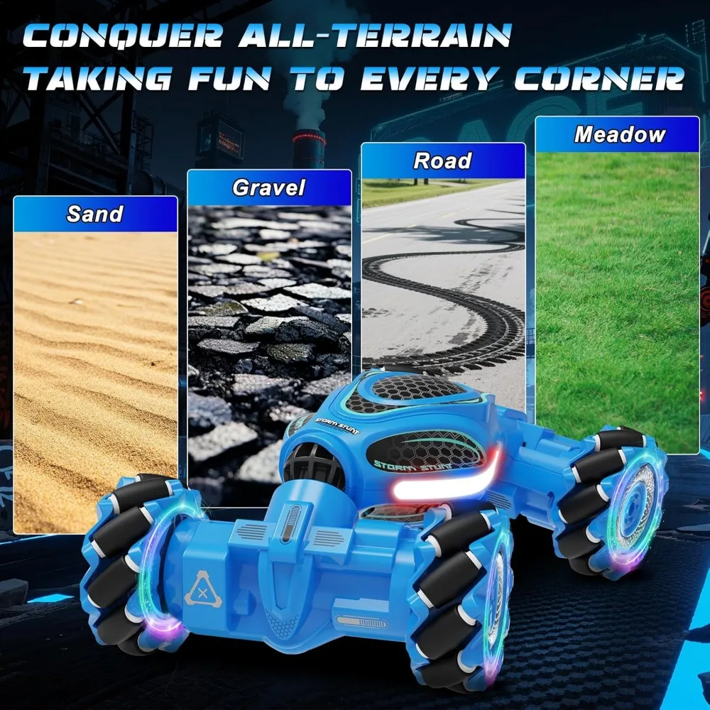 Coche acrobático inalámbrico con control de gestos 4WD de 2,4 GHz para niños de 6 a 12 años, completo 360 °   rotación