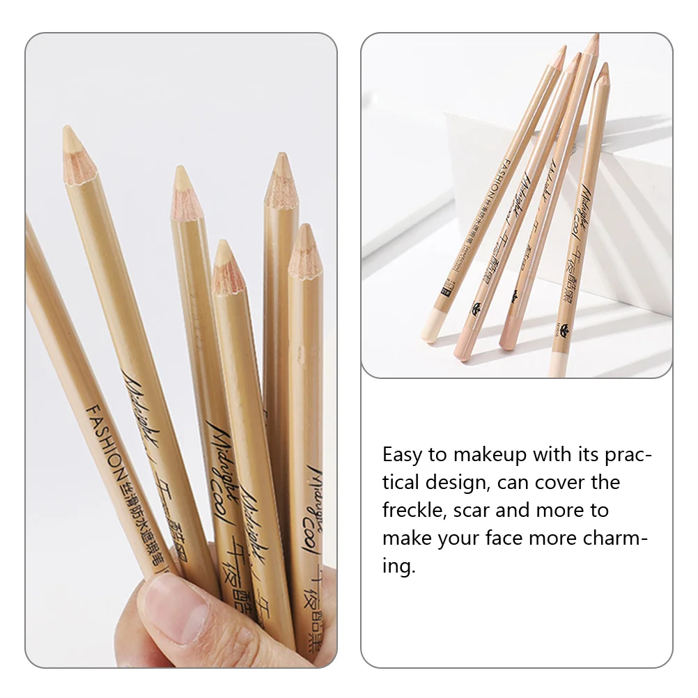 4 pçs caneta corretivo design de madeira fácil maquiagem capa sarda cicatriz rosto vara correção olhos feminino viagem portátil pele durável