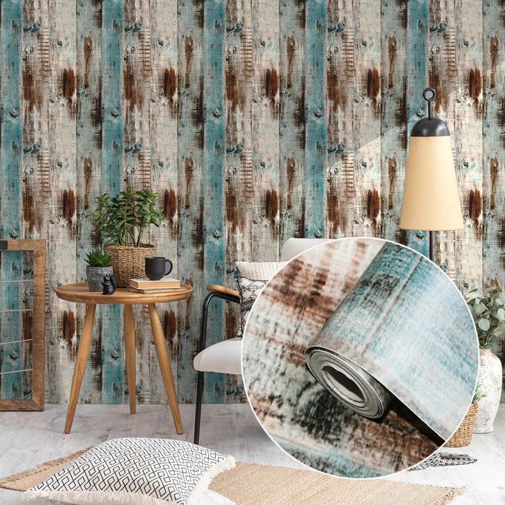 

Промышленные ретро деревянные водонепроницаемые обои в рулонах, самоклеящиеся наклейки из ПВХ для общежития, ресторана, декоративные стены