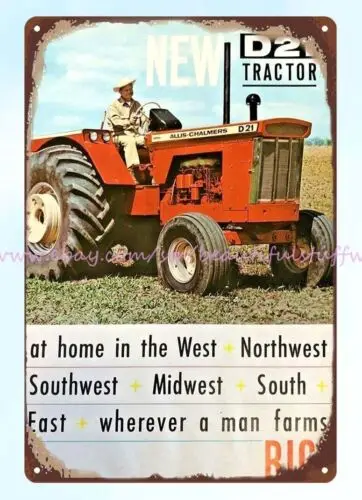 room decoration design 1963 Allis Chalmers D21 Tractor farm metal tin sign