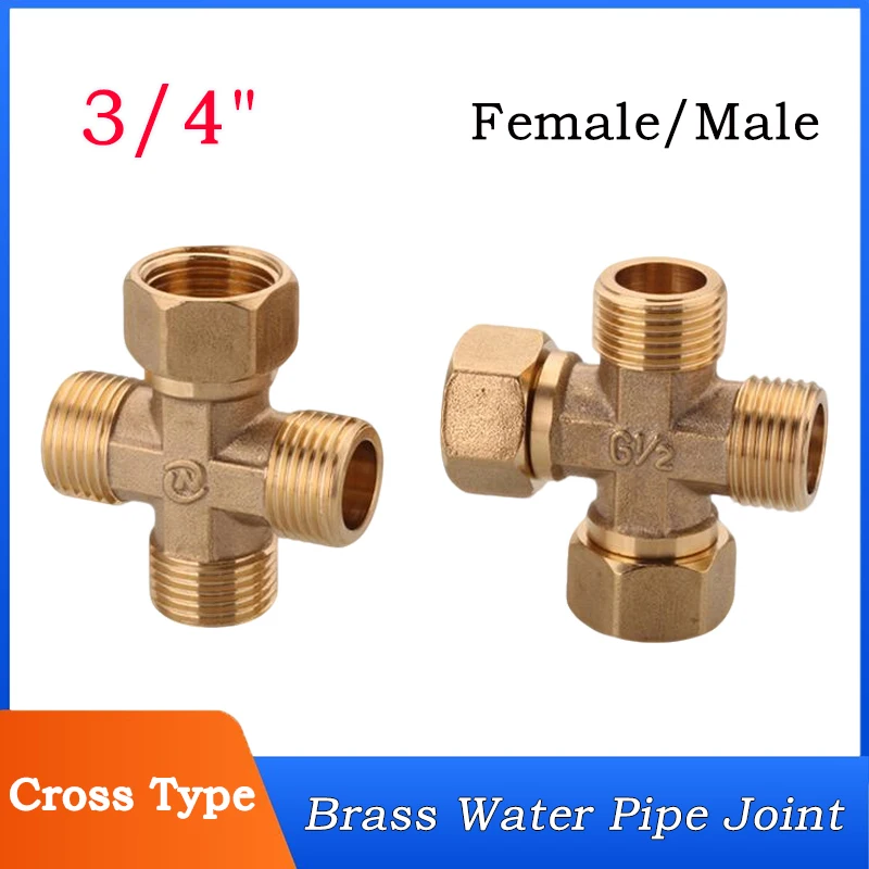 

1 шт. 3/4 "внутренняя/наружная резьба латунный крестообразный соединитель для водопроводной трубы домашний сад адаптер для водопроводной трубы
