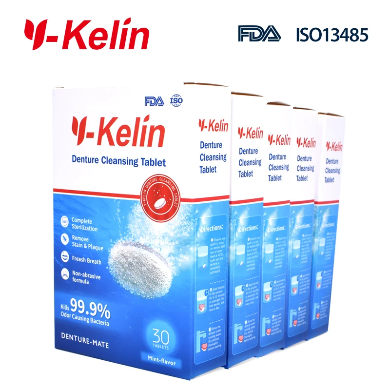 Y-Kelin Denture Cleansing Tablets 150 Tabs+Denture Box+Denture Brush Tooth FalseSoaking And Cleaning Prosthesis