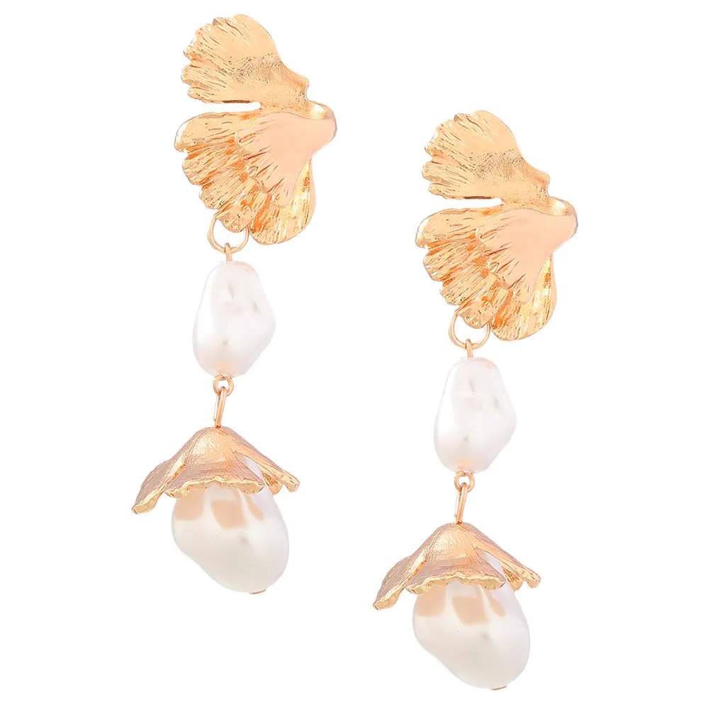 

Artificial Pearl Dangle for Women Lightweight Comfortable Chic Ear Jewelry Holiday Accessories Golden Color Pearl Drop Earrings