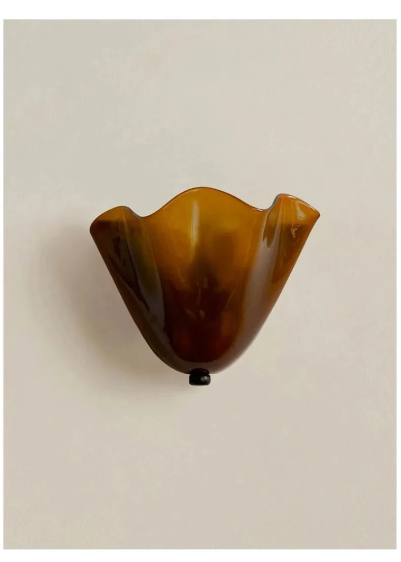 French Vintage Skirt Style Wall Sconce, Mid‑Century Glass 3‑Color Changing Ambient Lamp for Hallway Bedroom Living Room Decor