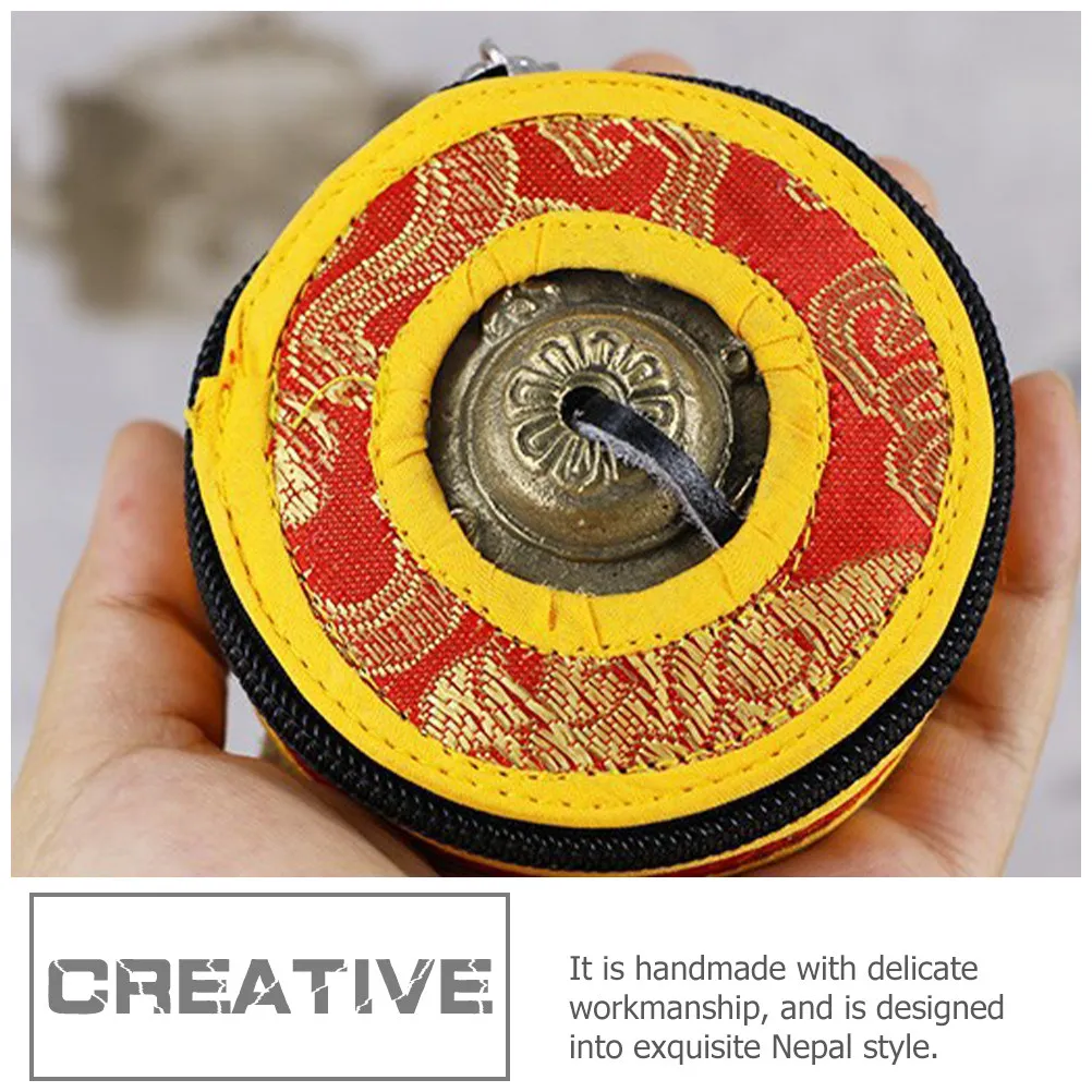 Tibetan Tingsha Bell Case Nepal Inspired Handmade Polyester Storage Pouch for Meditation Bell Cymbals Secure Carry Protection