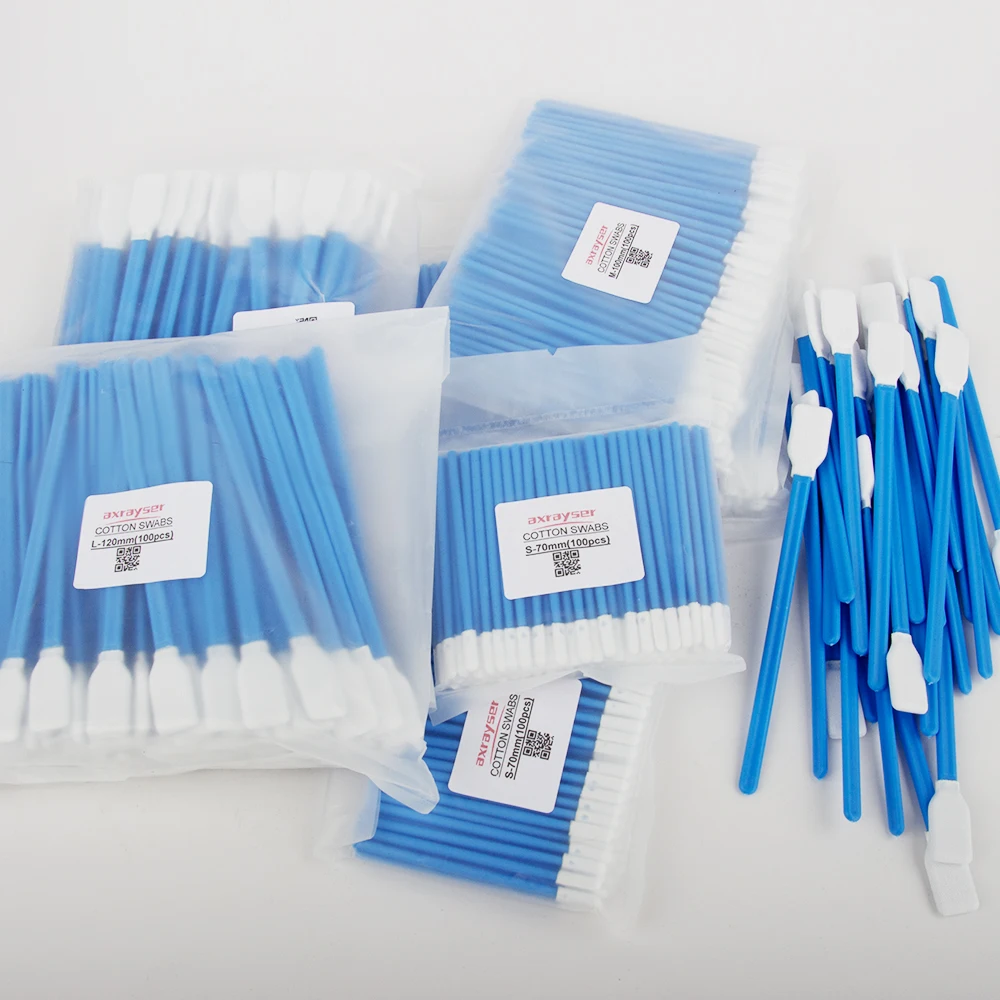 100pcs Cotton Micro Swab Industry Nonwoven Anti-static Dust Off for Lens Protective Window Fiber Laser Head Cleaning Tools