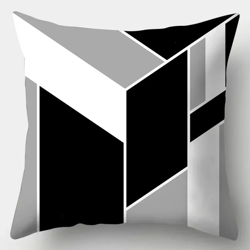 Black White Modern Style Cushion Cover 45x45cm Polyester Decorative Pillow Cover Living Room Bedroom Sofa Bed Pillow Case