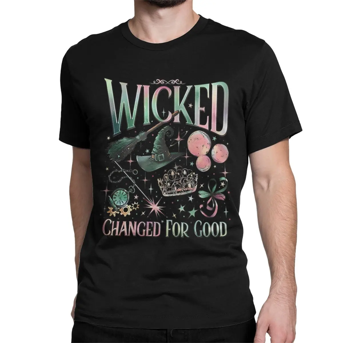 Men Women Wicked Elphaba & Glinda T Shirts Pink Goes Good With Green Pure Cotton Clothes Novelty Short Sleeve Tees Gift T-Shirt