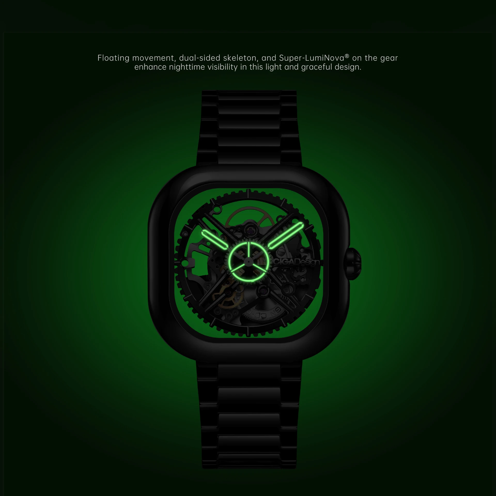 CIGA Design scheletro luminoso automatico orologi in ceramica per uomo donna 2024 serie Y orologio da polso meccanico nero giada orientale