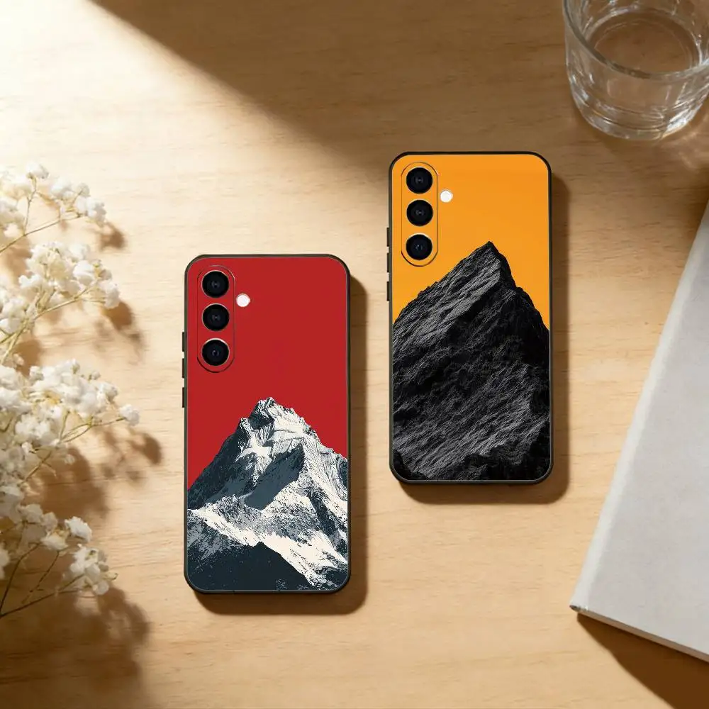 

Snow mountain Phone Case Black Silicone Soft For Samsung Galaxy A73,A72,A71,A70,A53,A52,A51