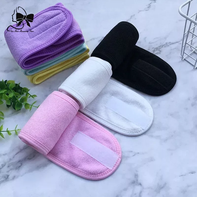 New Pink Soft Toweling  Girls Hair Headbands for Face Washing Bath Makeup Hair Band for Women Adjustable SPA Facial Headband