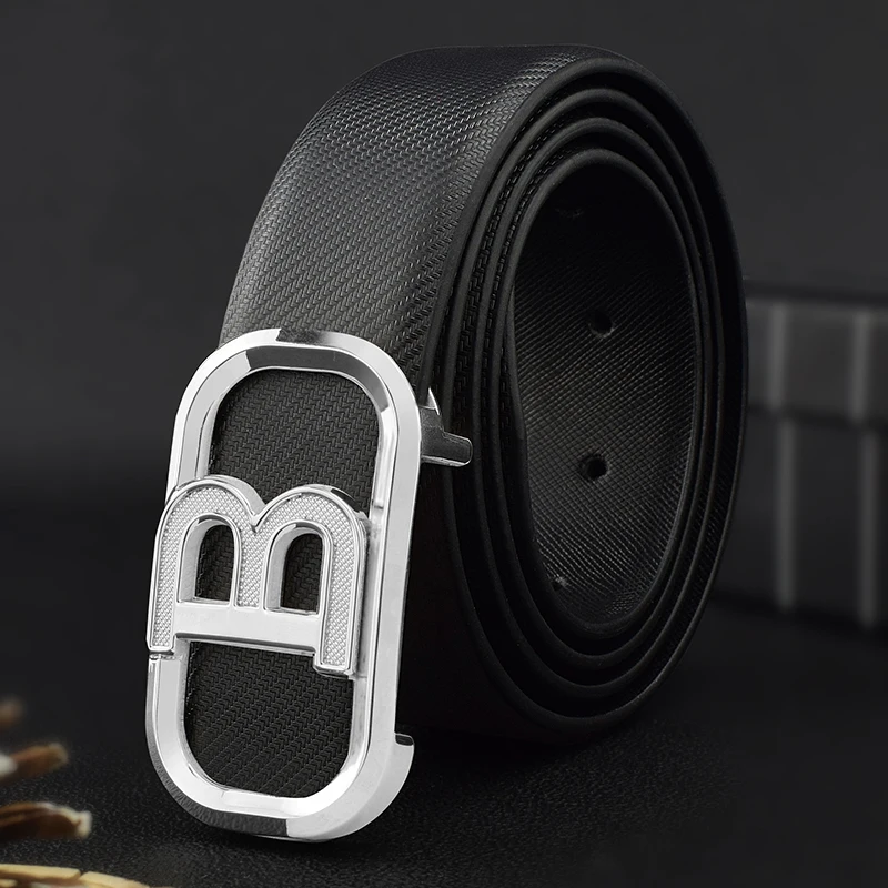 B Letter Casual Belt For Men White Fashion Designer Luxury Belt Personality Student Waist Strap Genuine Leather Cintos Masculino