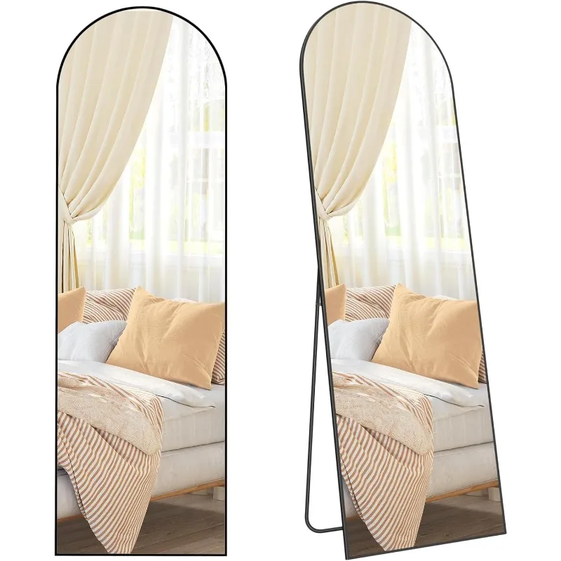 Full Length Mirror, 63 x 20 Inches, Body Mirror with Stand, Aluminum Alloy Frame Floor Mirror, Tempered Glass, for Bedroom