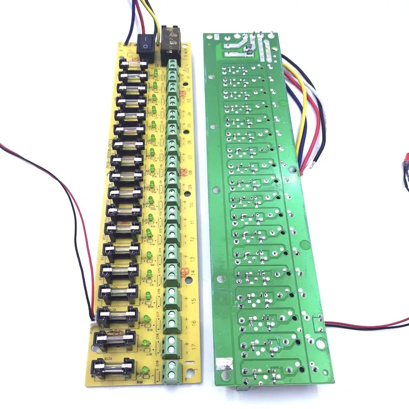 18CH 5V 12V 24V DC Output Distribution Board PCB Board Terminal Block Diverter Plate for LED Lights CCTV Power Box