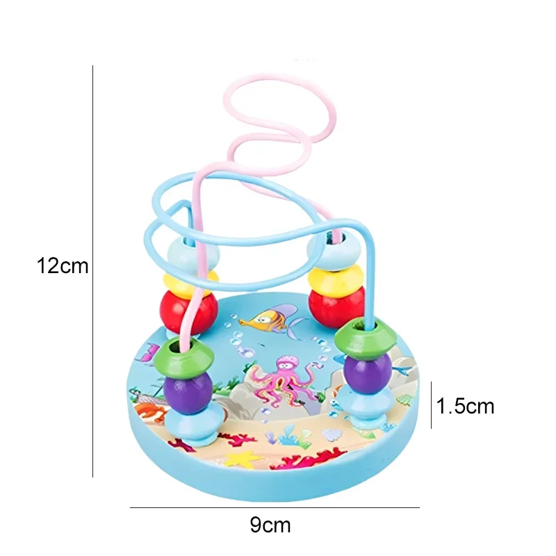 Montessori Perline di legno Giocattoli Liscio Cartoon Ocean Pattern Bambini Puzzle educativo precoce Montagne russe Regalo