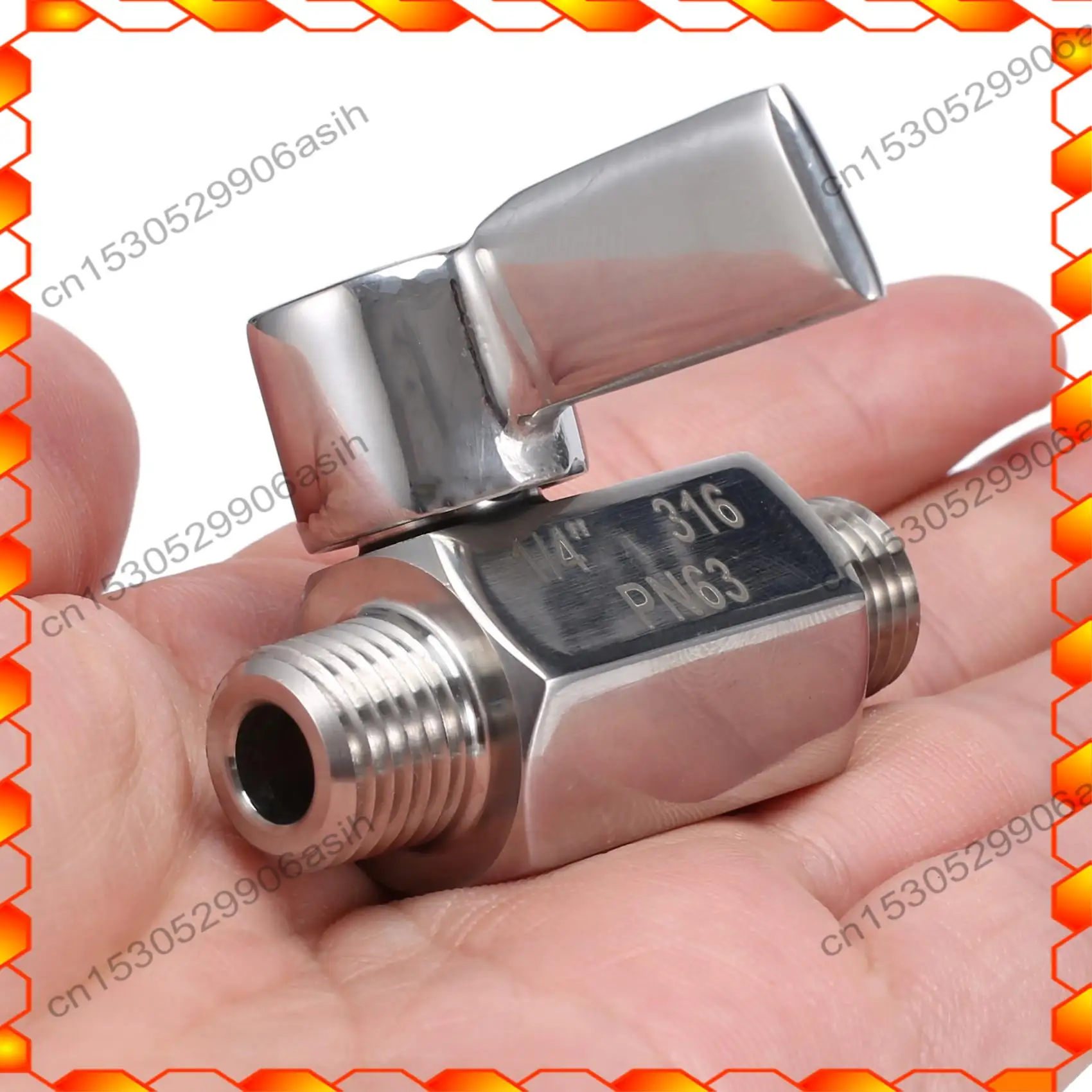 

-AT52 316 Stainless Ball Valve - 1/4 Inch NPT Thread Male Small Mini Ball Valve (1/4Inch Male&Male)
