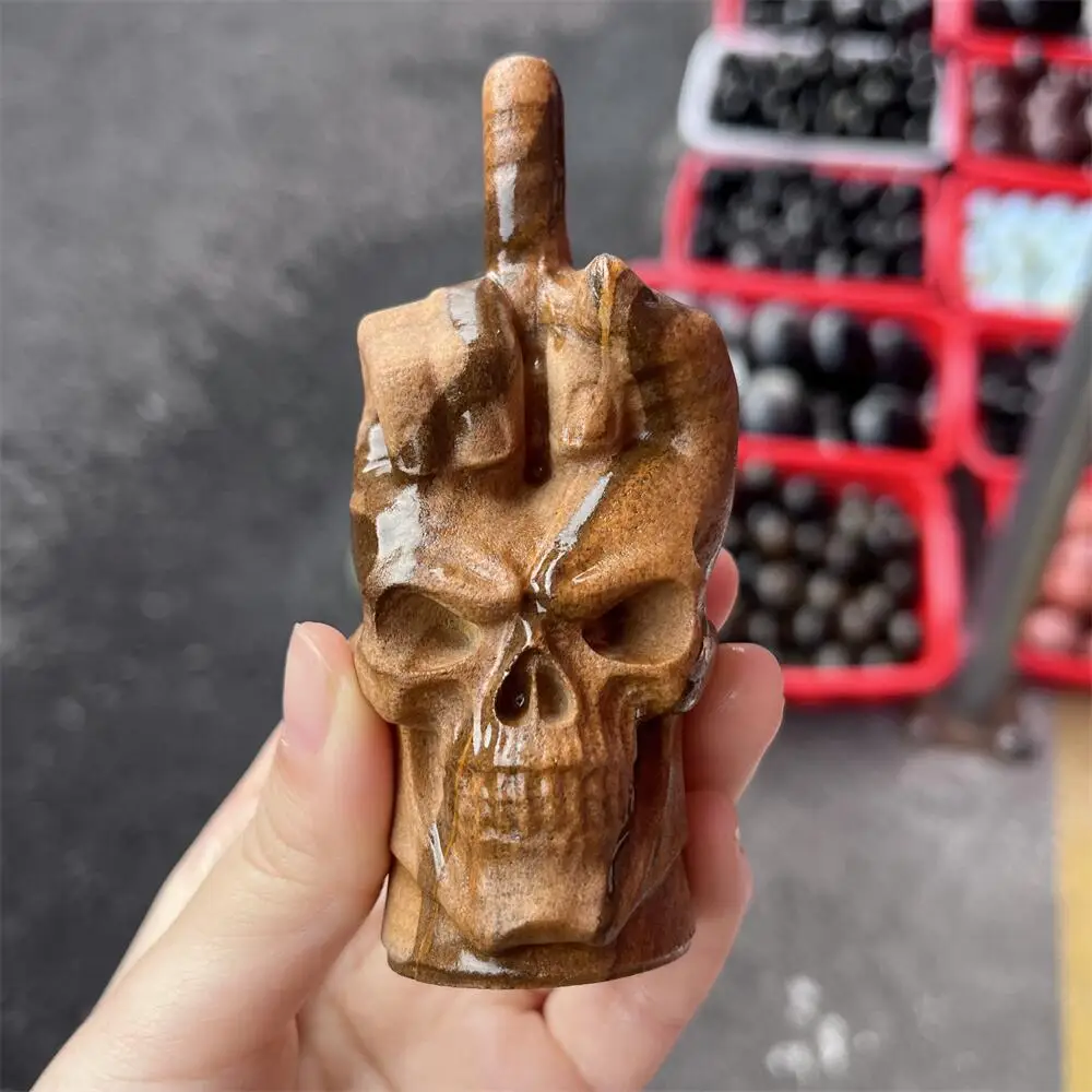 Natural Quartz Stone Middle Finger Carving Healing Crystal Energy Home Decor Artwork Unique Gift Idea for Decoration Collection