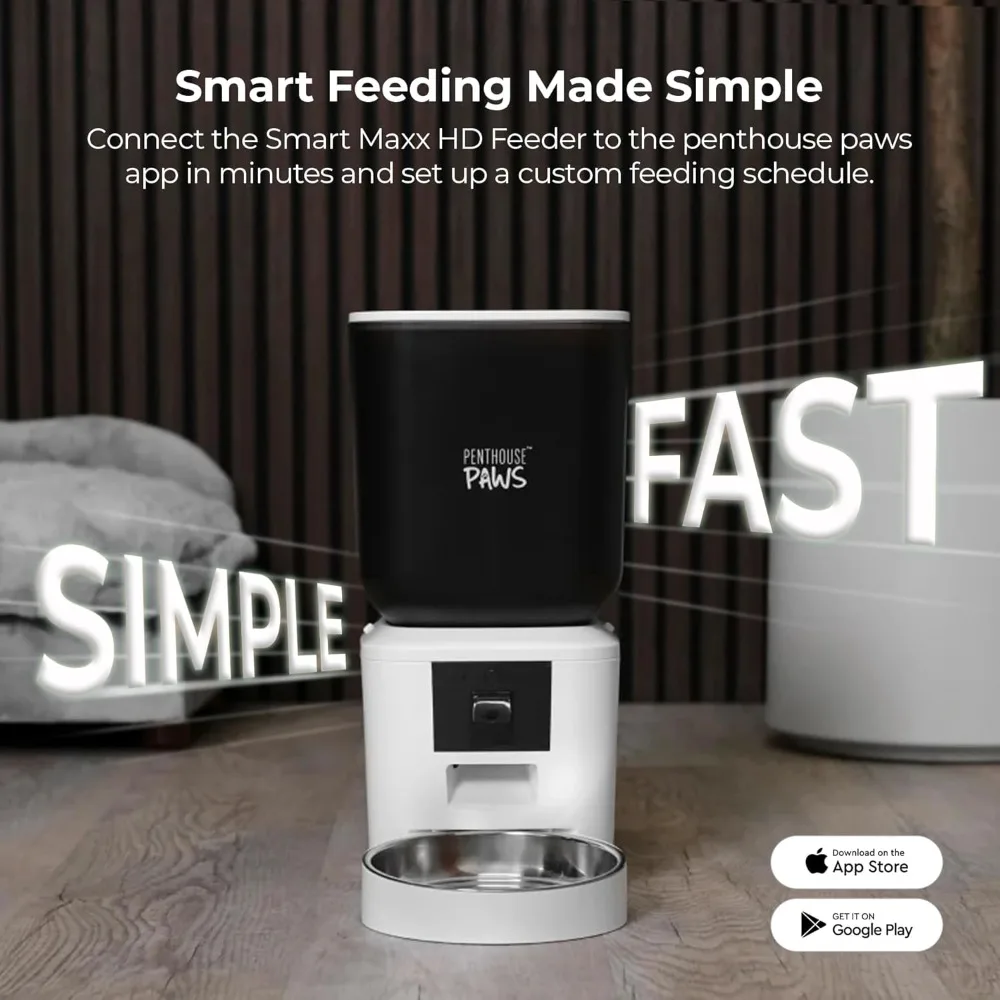 HD WiFi Automatic Feeder for Cats and Dogs with Camera, 7L - Easy Clean, App Control, Remote Schedule Meals,Voice Record