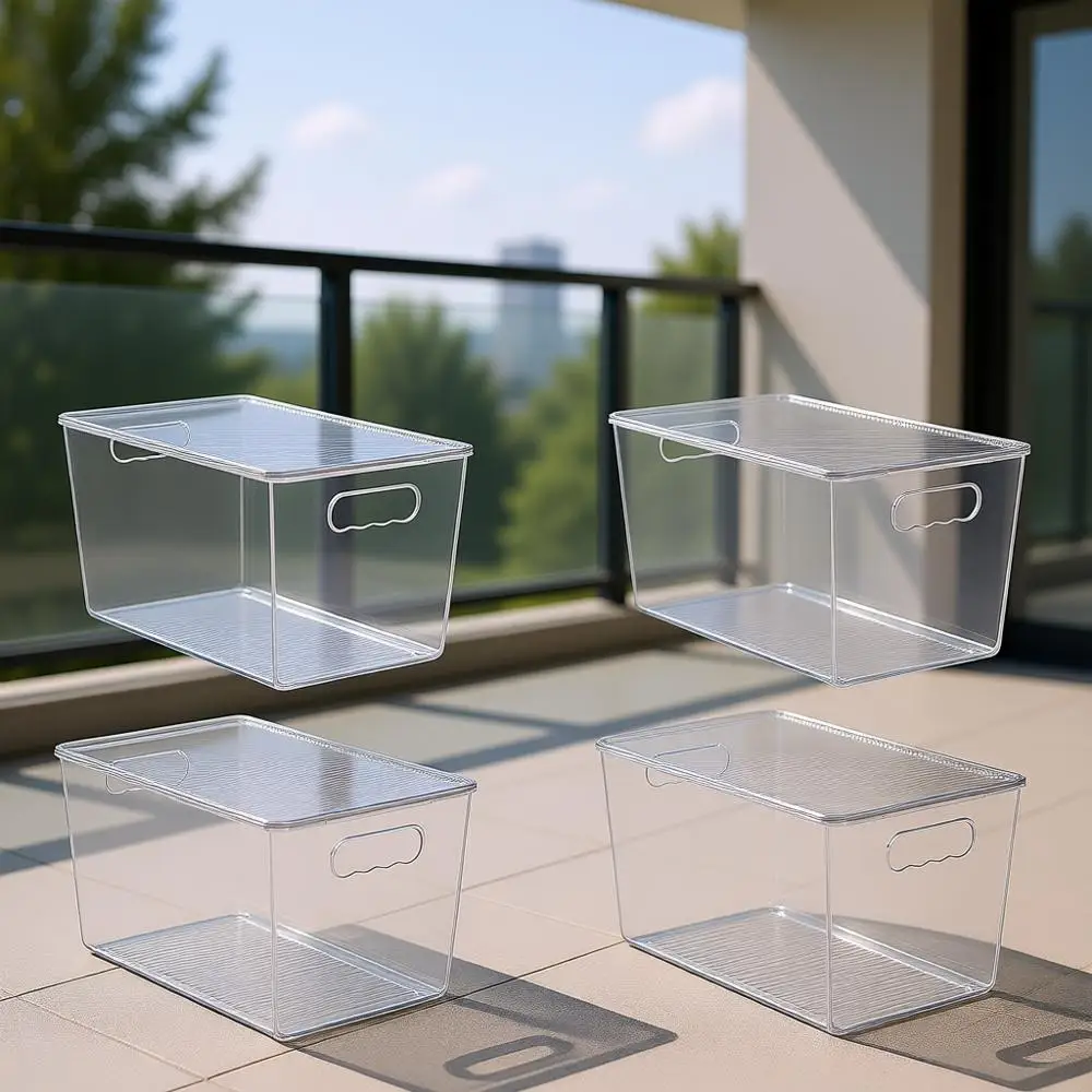 

6 Pack Clear Stackable Storage Bins with Lids, XLarge Plastic Containers for Kitchen, Pantry, Closet, Bathroom Organization