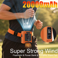 20000mAh Waist Fan Wearable Waist Fan 5 Speeds & Light 40H Hands-Free Cooling for Outdoor Jobsite Travel Long range for outdoor