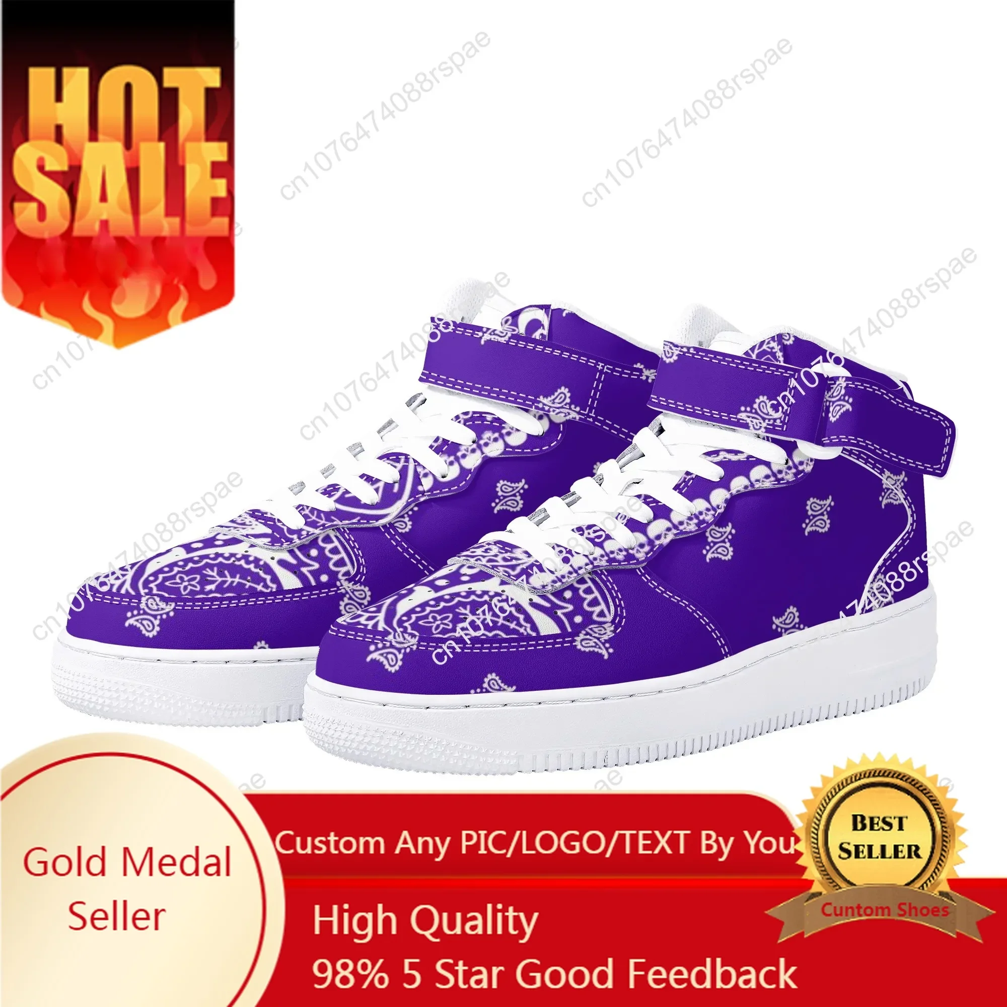 

Factory Outlet Purple Bandana Print Men Basketball Sneakers Leisure Shoes Customized On Demand Light Running Shoes 1 MOQ