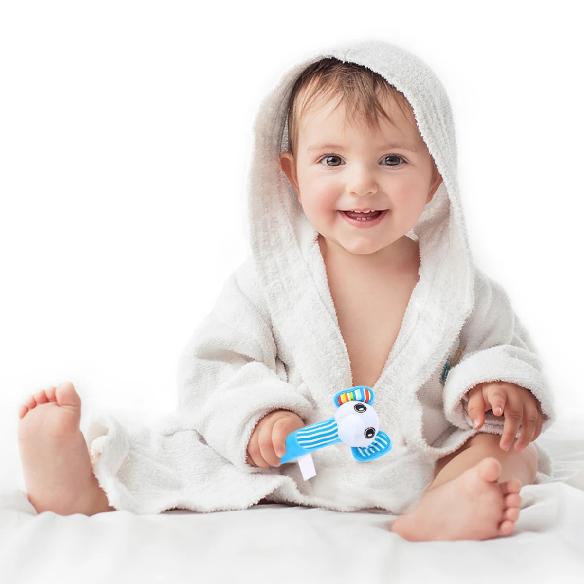 Hochet Animal coloré fait à la main, Mini portable pour bébé, développement sensoriel, jeu Parent-enfant, éléphant bleu, 1 pièce