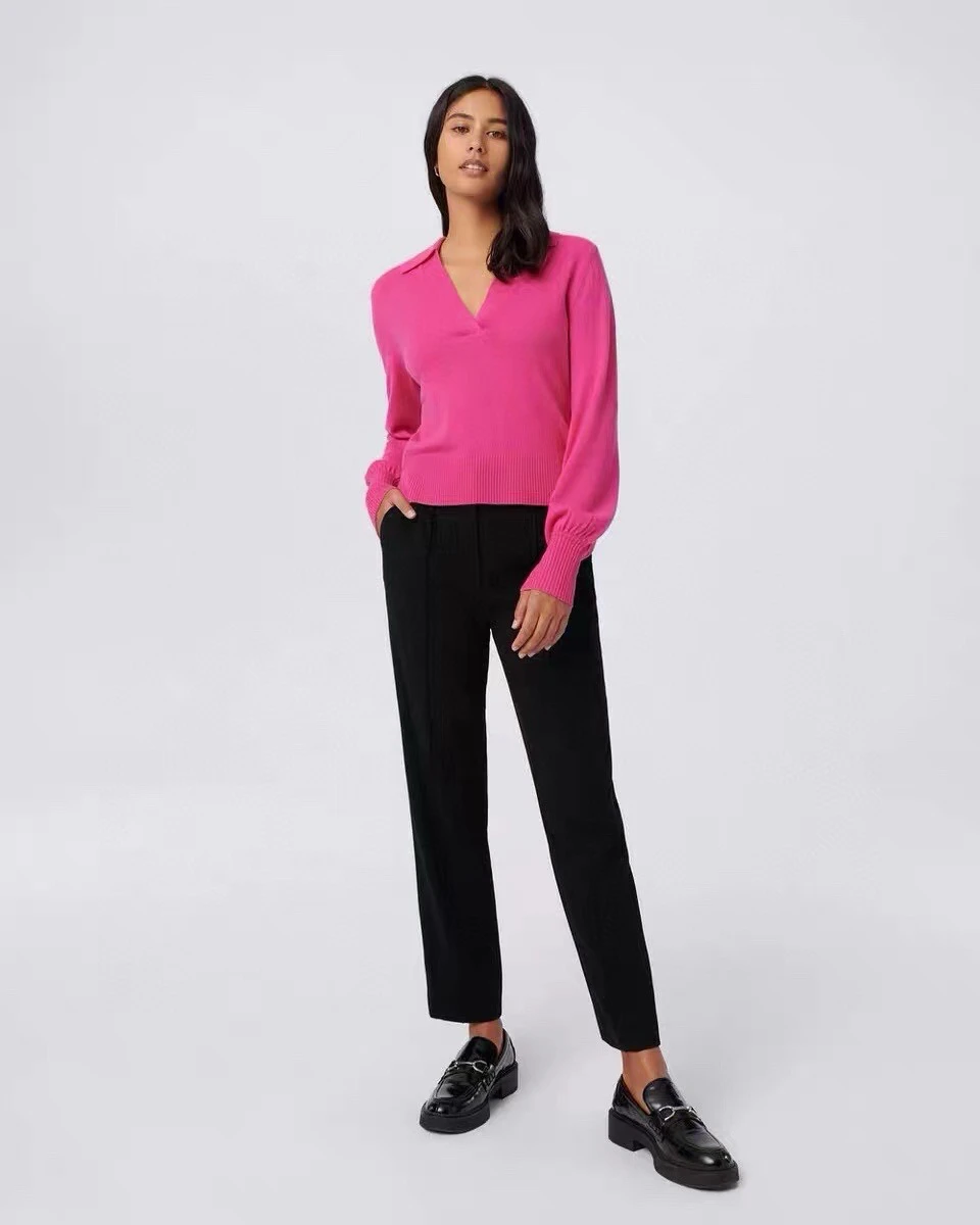 

Женский вязаный свитер V-Ne Lantern Sve Осень-зима New Sle Full-Body Sweet Sle Slim Fit Long Sve Crew Ne