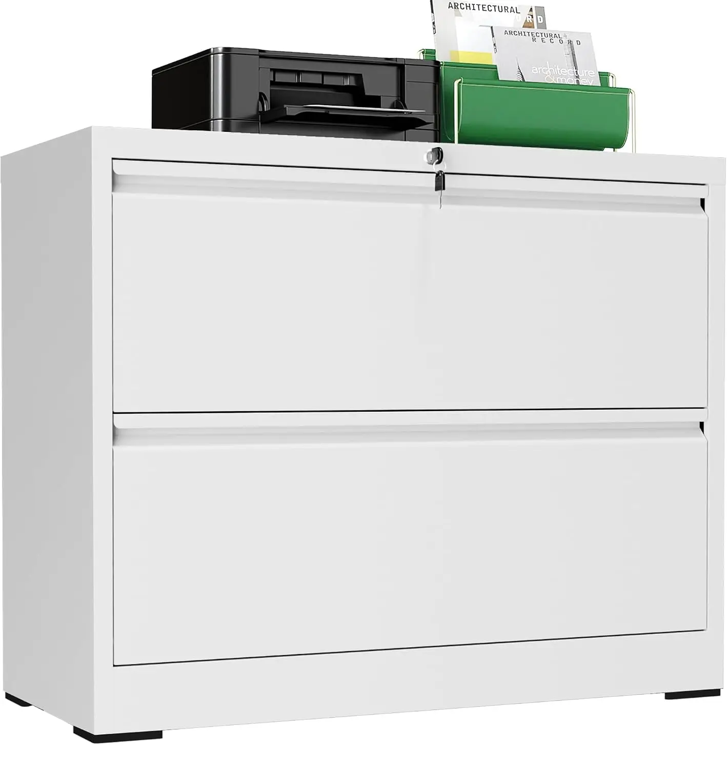 2-Drawer Metal Lateral File Cabinet, Locking Office Storage, Heavy-Duty Steel, Full-Extension, Letter/Legal/A4, Customized