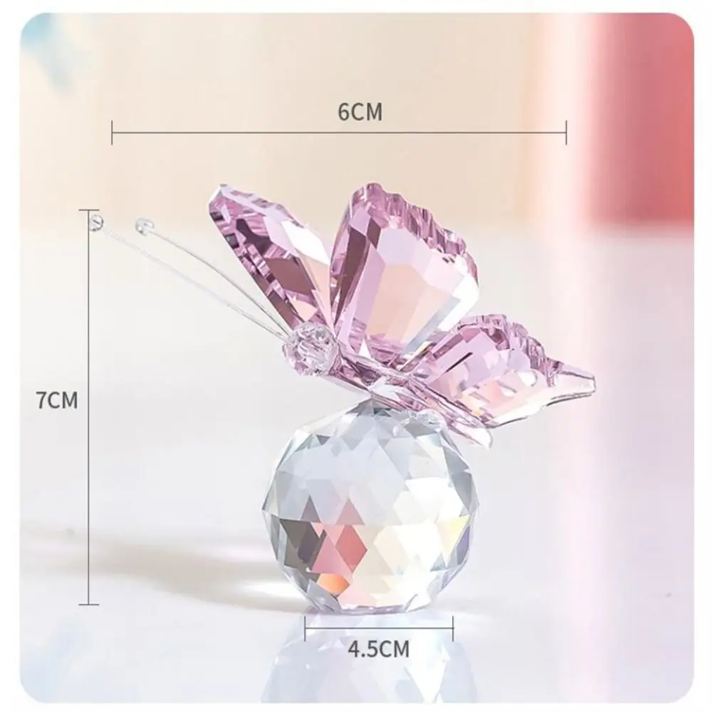 Crystal Butterfly with Ball Figurine Home Wedding Decoration Glass Craft Collection Paperweight Table Ornaments Souvenir Gifts