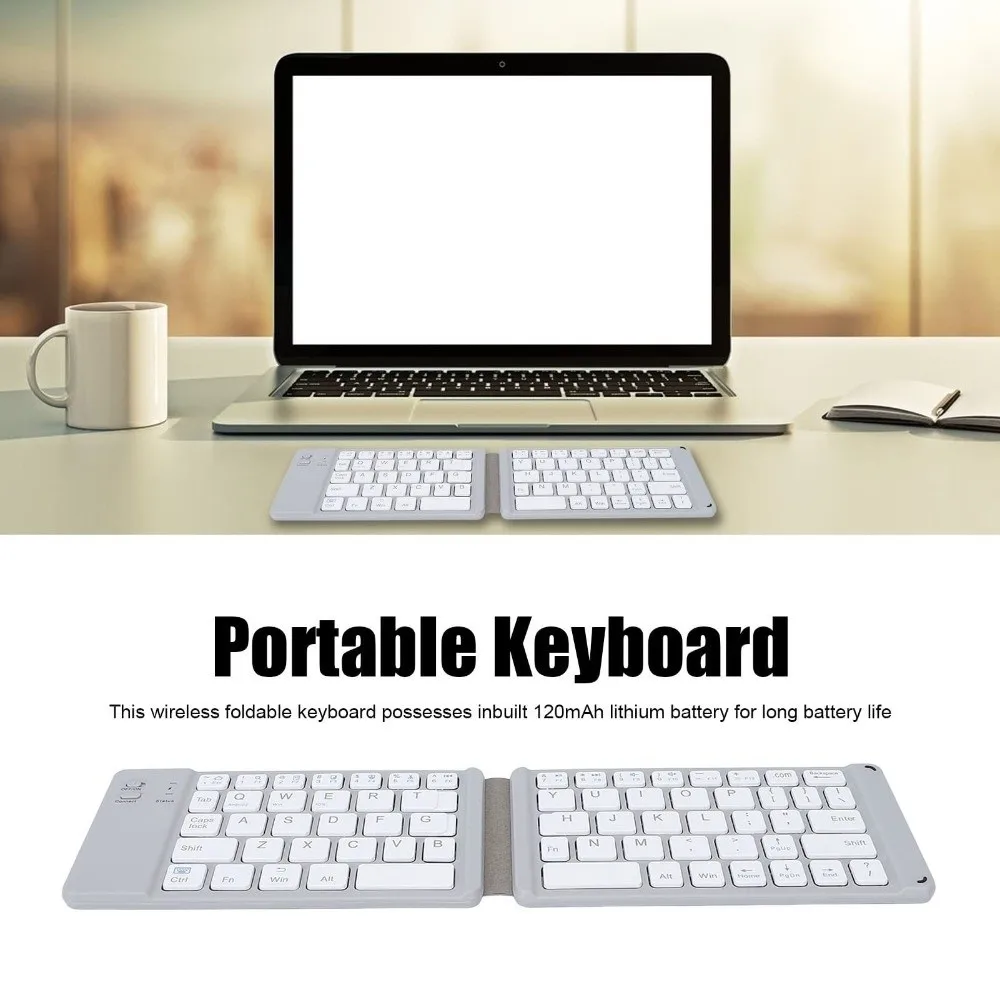 Fashion Mini Wireless Folding Keyboard Slim Design Lightweight Bluetooth Keyboard Rechargeable Portable Foldable Keyboard Tablet