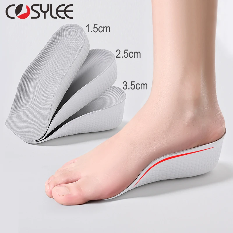 Arch Support Height Increase Insoles Half Pads Orthopedic Breathable Memory Foam 7 Points Lifts Shoe Pads Flat Feet Support