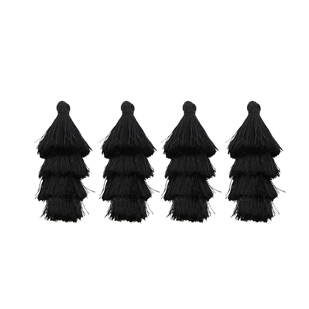 

4 Pcs Christmas Earrings Black Chrisrmas Tassel Eardrop Hanging Pendant Jewelry Long Keychain Accessories Dangler