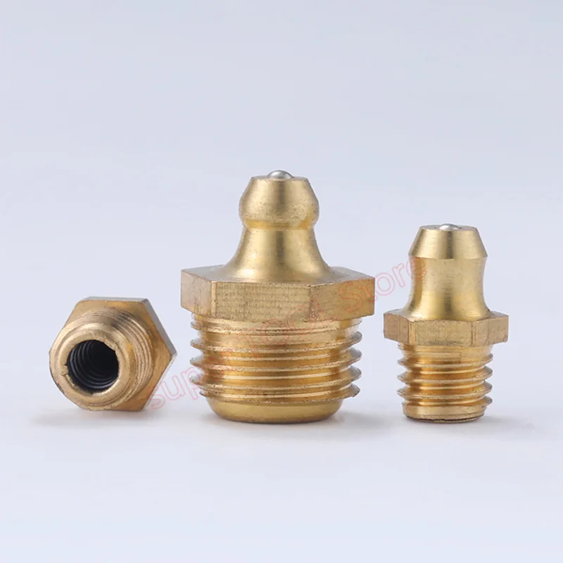 5/10pcs M6 M8 M10 Brass Hydraulic Grease Nipple Fittings Thread Pitch 1mm 45 /90/180 Degree For Car Oil Nozzle Fitting Kit