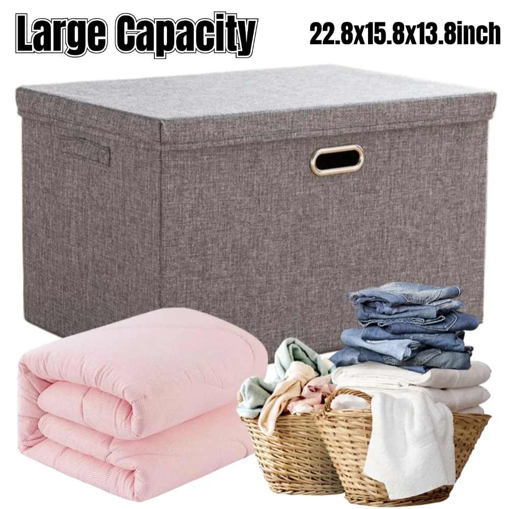 

Household Wardrobe Sorting Storage Fabric Folding Storage Box with Lid Foldable Toys Organizer Home Supplies Closet Toys Storage