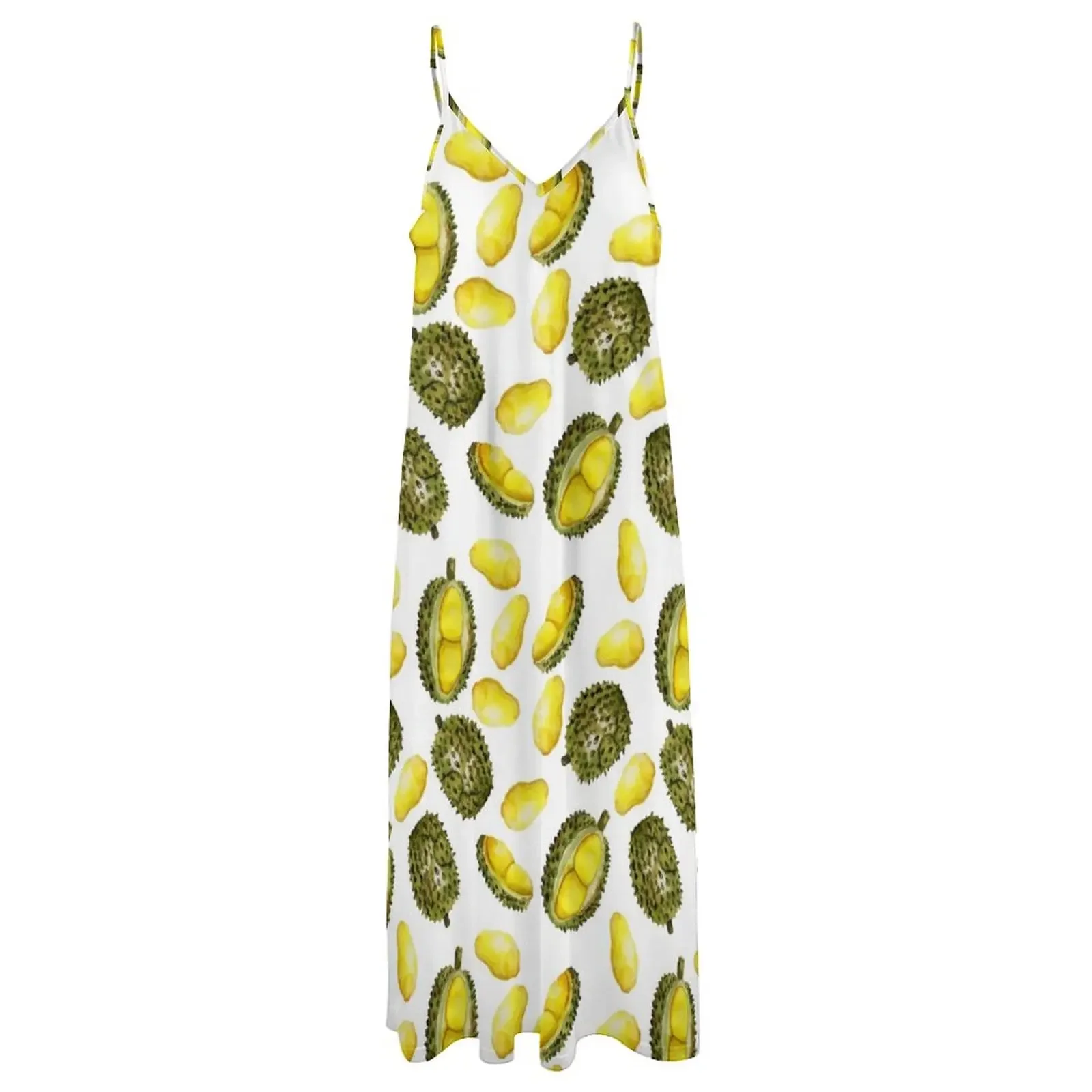 Durian Fruit aquarelpatroon mouwloze jurk elegante jurken voor dames dames lange jurken avondjurk dames