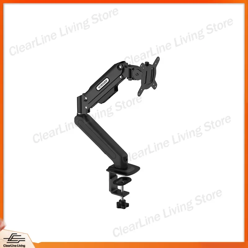 Single Monitor Arm Desk Mount for 17 to 32 Inch Screen Max Load 9KG Full Motion Articulating with Clamp and Grommet Base