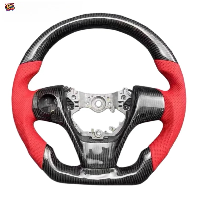 Custom High-quality Red Perforated Leather Carbon Fiber Steering Wheel for Toyota 7th Generation Camry