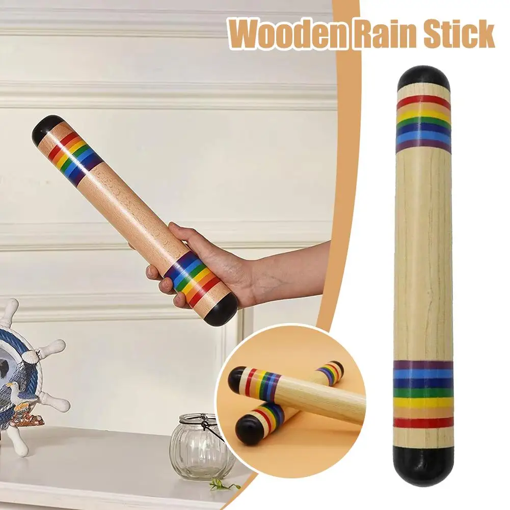 Wooden Rain Stick Rainmaker Shake Rain Shaker Music Game Education Musical Instrument Toy For Baby Gift Q2E8