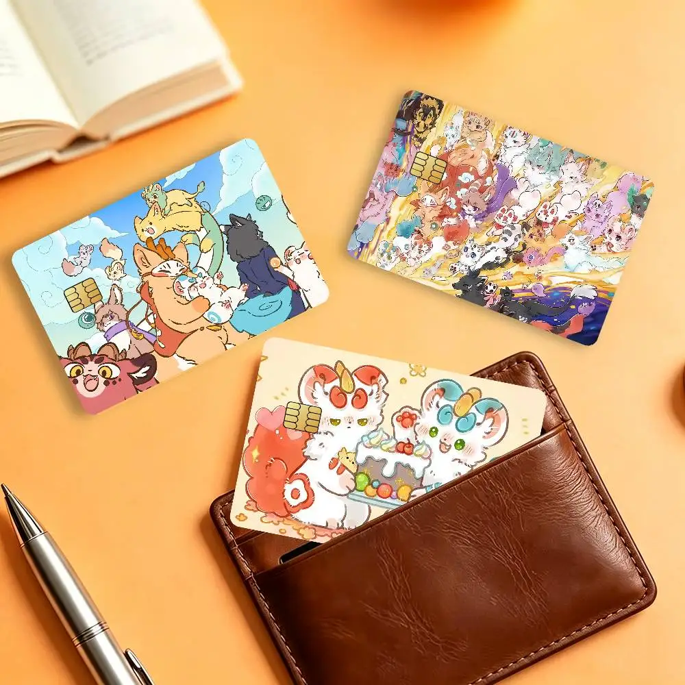 Anime Fabulous Beasts Waterproof Card Stickers For Credit Cards Debit Cards And Transit Cards 4pcs