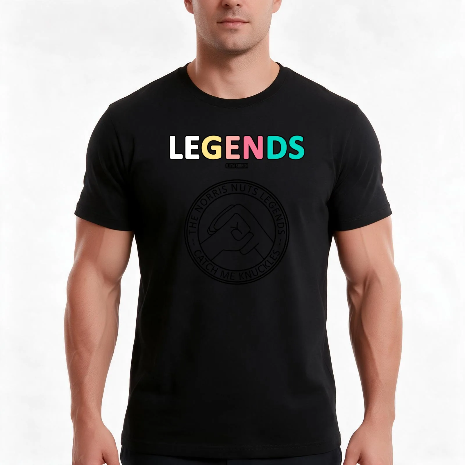 Norris Nuts Legends - Catch Me Knuckles T-Shirt, Summer Casual Cotton Tee, Oversized Streetwear Tops, Vintage Graphic Print