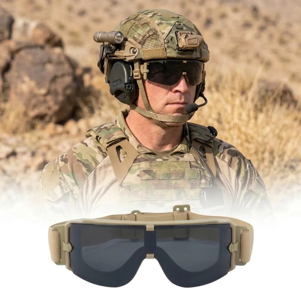 

Sports Tactical Goggles Windproof Dustproof Impact Resistant Protective Glasses for Outdoor Shooting Cycling Running