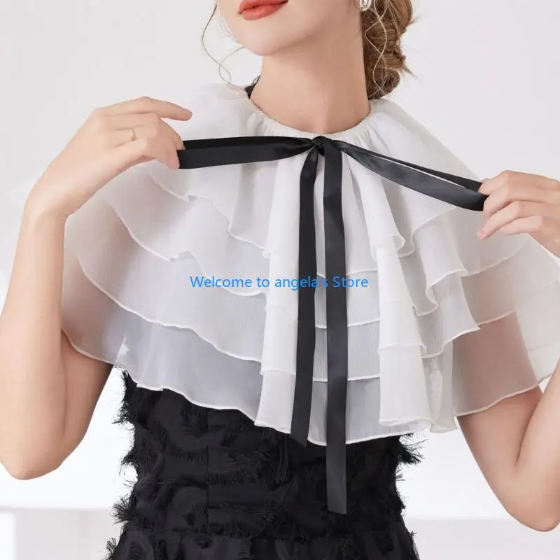 x4ycレイヤードボウノットフェイクカラーショルダーカバーオフィス女性のための多目的装飾カラーネックピースカジュアルフォーマルイベント