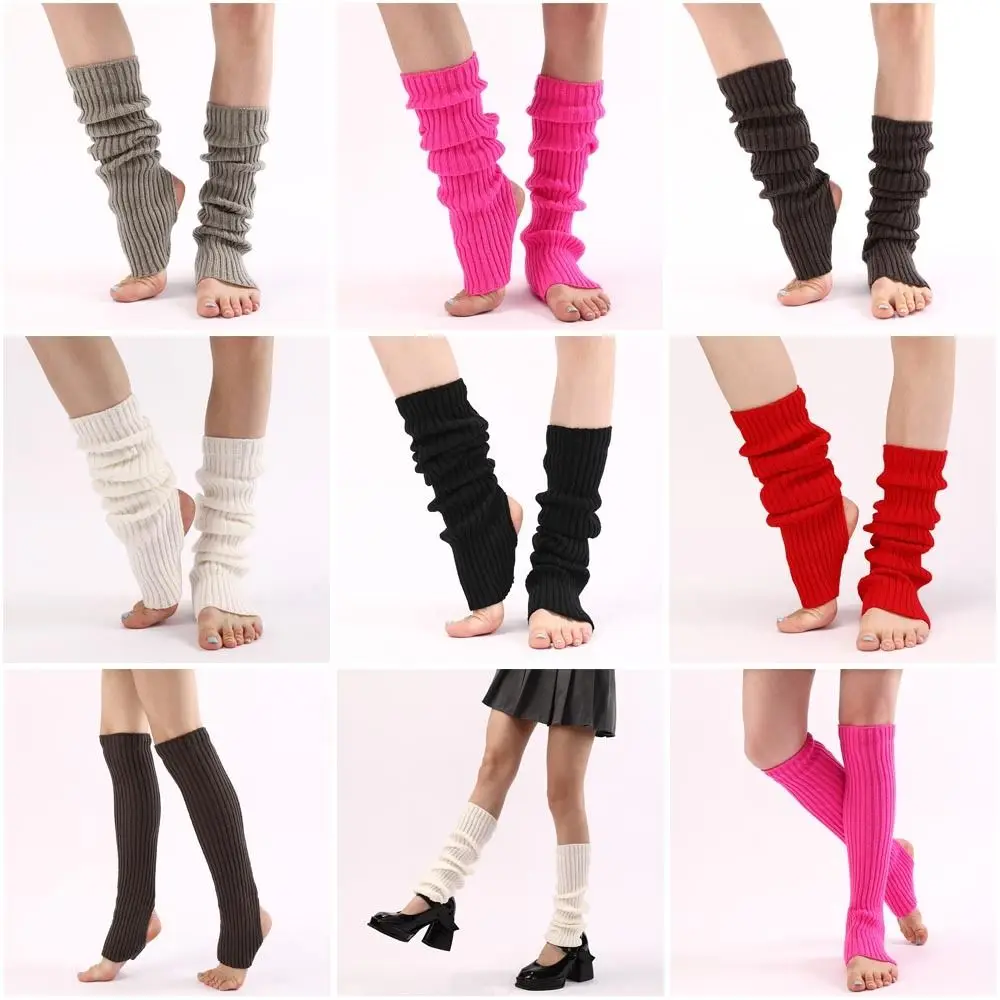 

Стильные однотонные балетные чулки для йоги, теплые вязаные гетры, эластичные мягкие наколенники, зимние