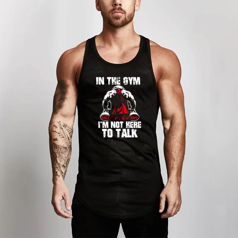 

Summer Mesh Quick-dry Slim Fit Tank Tops Gym Bodybuilding Fitness Sleeveless Shirts Mens Workout Muscle Clothing Running Vests